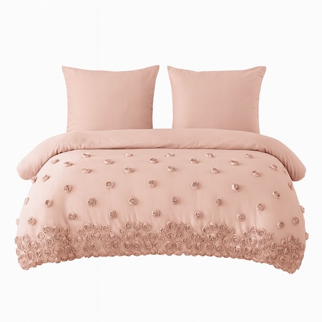pościel "french roses" z aplikacją 3d róże wyszywane 200x220 | beżowy