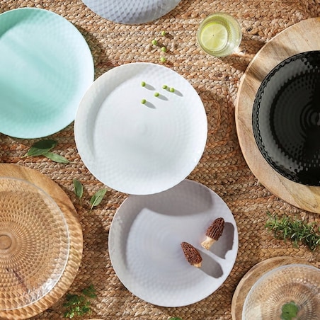 KOMPLET OBIADOWY 18 ele CZARNY PAMPILLE LUMINARC okrągłe talerze zastawa