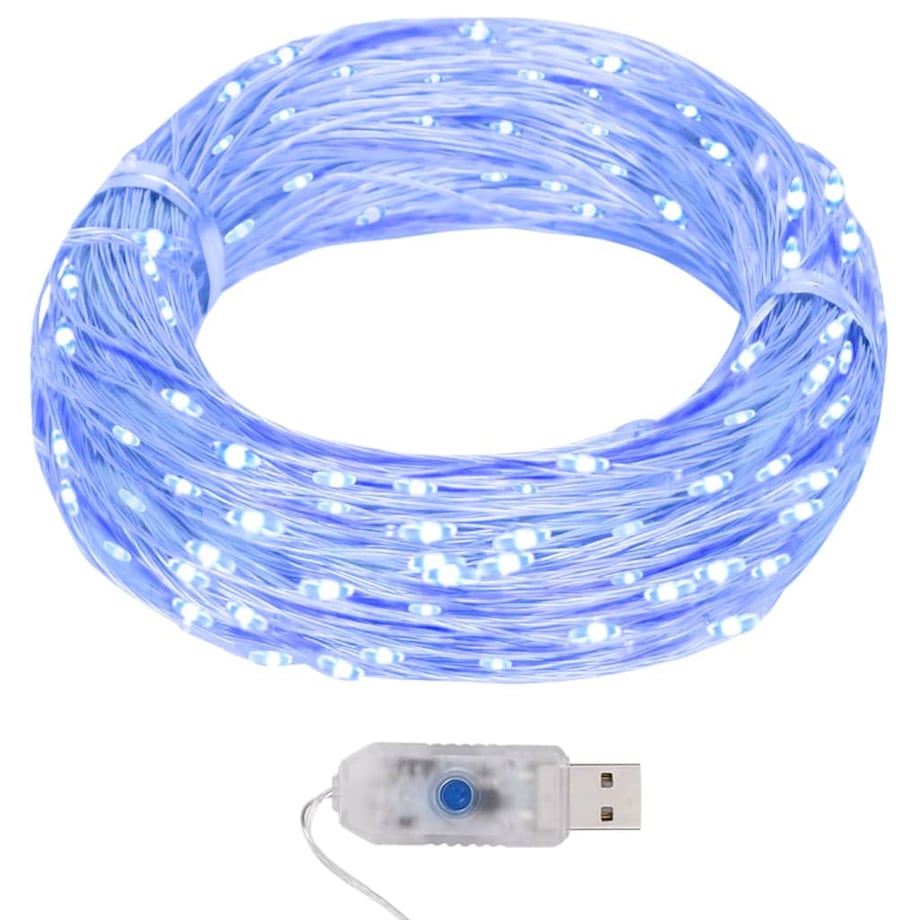 vidaXL Lampki świąteczne, 40 m, 400 niebieskich diod LED, 8 funkcji