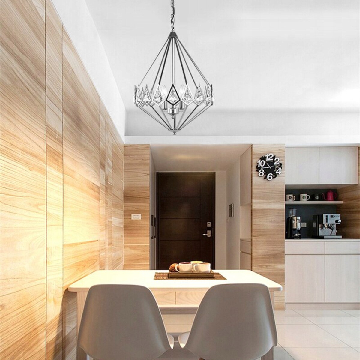 Lampa Wisząca Kryształowa Chrom Diament Żyrandol