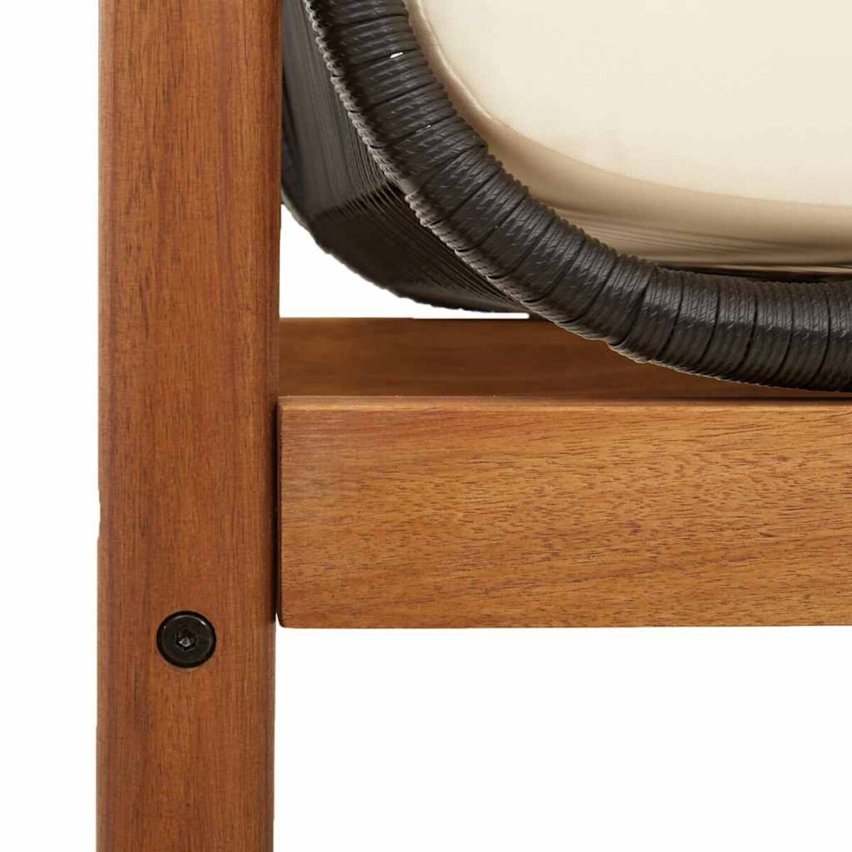 vidaXL Ławka ogrodowa z poduszką, czarna, polirattan i akacja