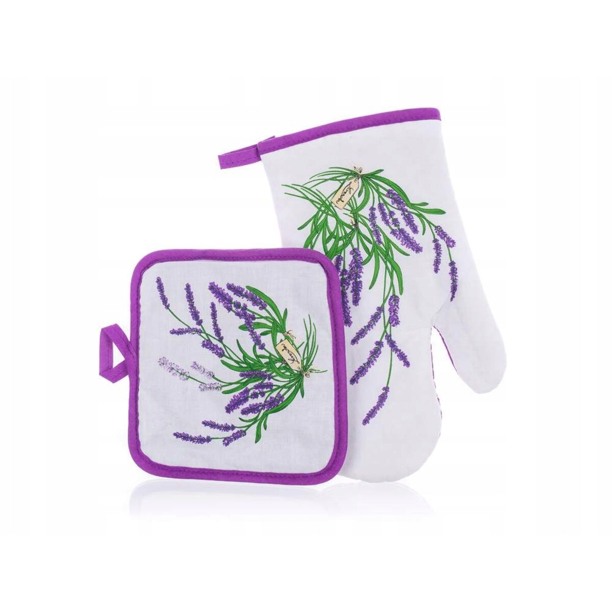 PRZYBORY DO KUCHNI RĘKAWICA + ścierka w lawendę dekor kuchenna mamy prezent