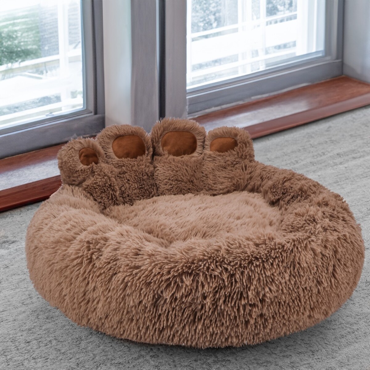 Pluszowe okrągłe legowisko 60x60 brązowe