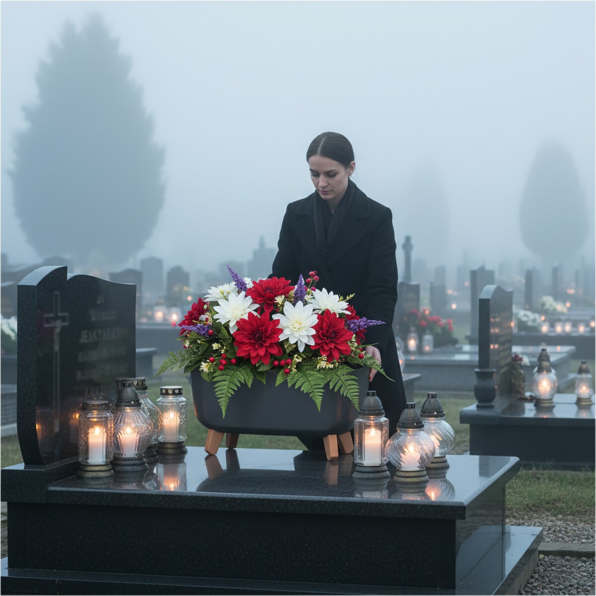 Donica Na Cmentarz Skrzynka Korytko Doniczka Na Wszystkich Świętych Gracia Case 39 Cm Antracyt