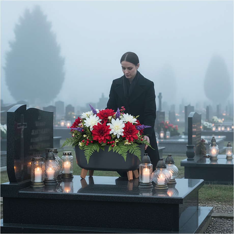 Donica Na Cmentarz Skrzynka Korytko Doniczka Na Wszystkich Świętych Gracia Case 39 Cm Antracyt