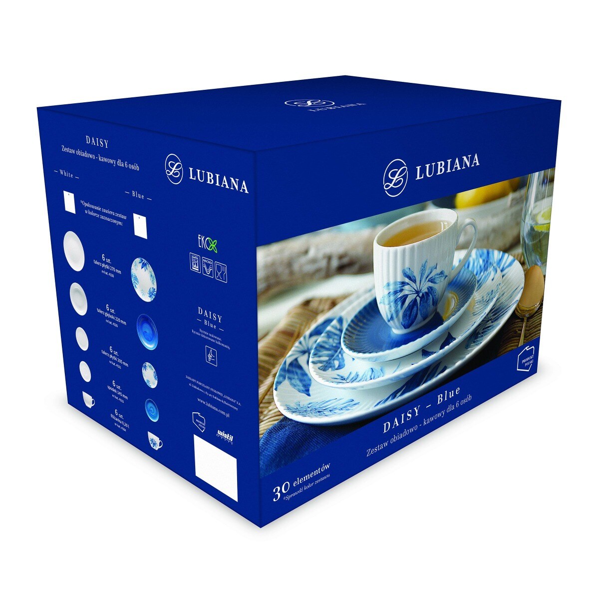 Zestaw obiadowo-kawowy dla 6 osób 30 el. Daisy Blue LB18 (7260)