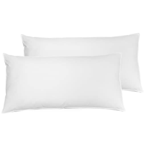 Zestaw 2 poduszek FELDBERG Wysoka Kacze pióra i puch 40 x 80 cm Biały