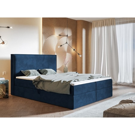 Łóżko kontynentalne FOX 9, 140x200 - granatowe
