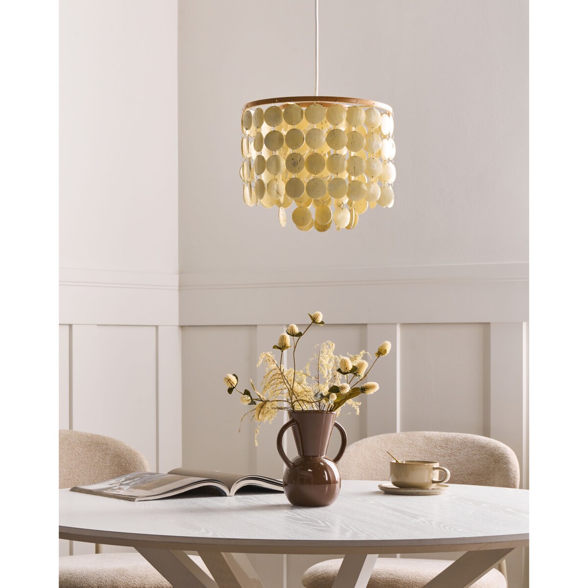 Żyrandol PARANGI Skorupa kokosa Jasnobeżowy