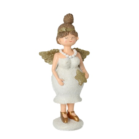 Figurka Angel Star 30 cm gold boże narodzenie, święta, świąteczne, biały, 14x11x30 cm