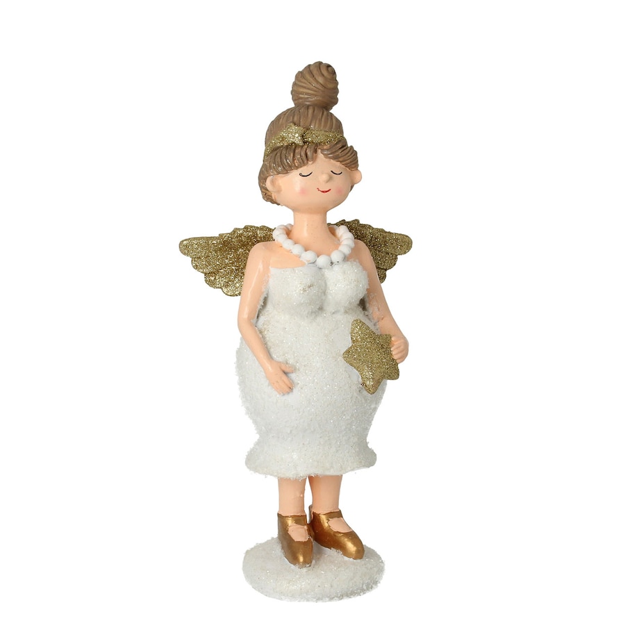 Figurka Angel Star 30 cm gold boże narodzenie, święta, świąteczne, biały, 14x11x30 cm
