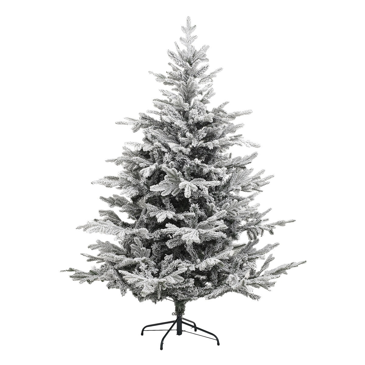 Sztuczna choinka na metalowym stojaku, ośnieżona, 150 cm, kolor zielony