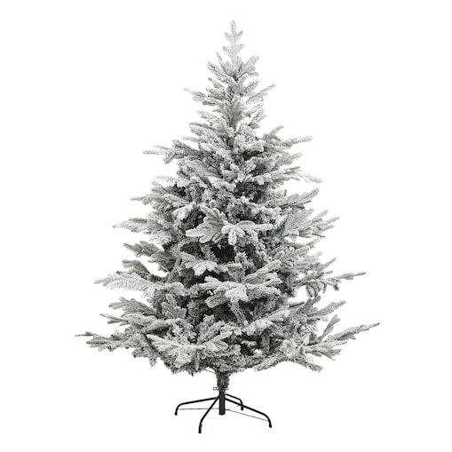 Sztuczna choinka na metalowym stojaku, ośnieżona, 150 cm, kolor zielony