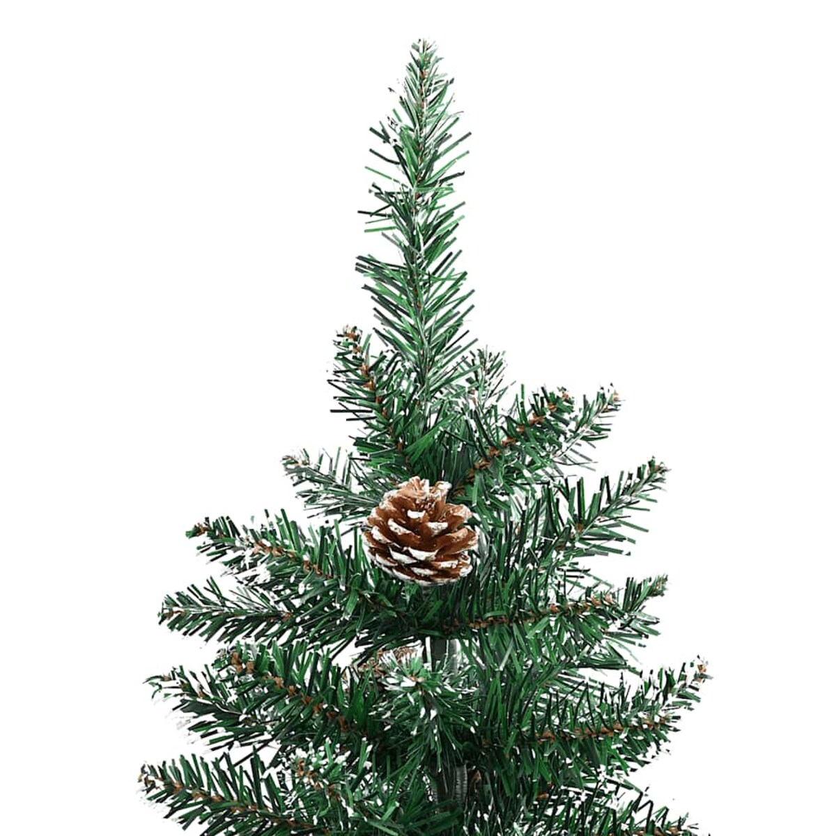 vidaXL Smukła choinka z drewnem i śniegiem, zielona, 180 cm