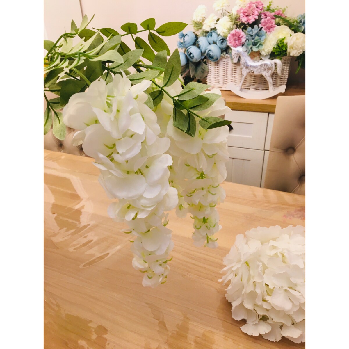 BIAŁA WISTERIA ZWISAJĄCA DUŻA XXL sztuczna kwiat na dekoracje ślub komunia