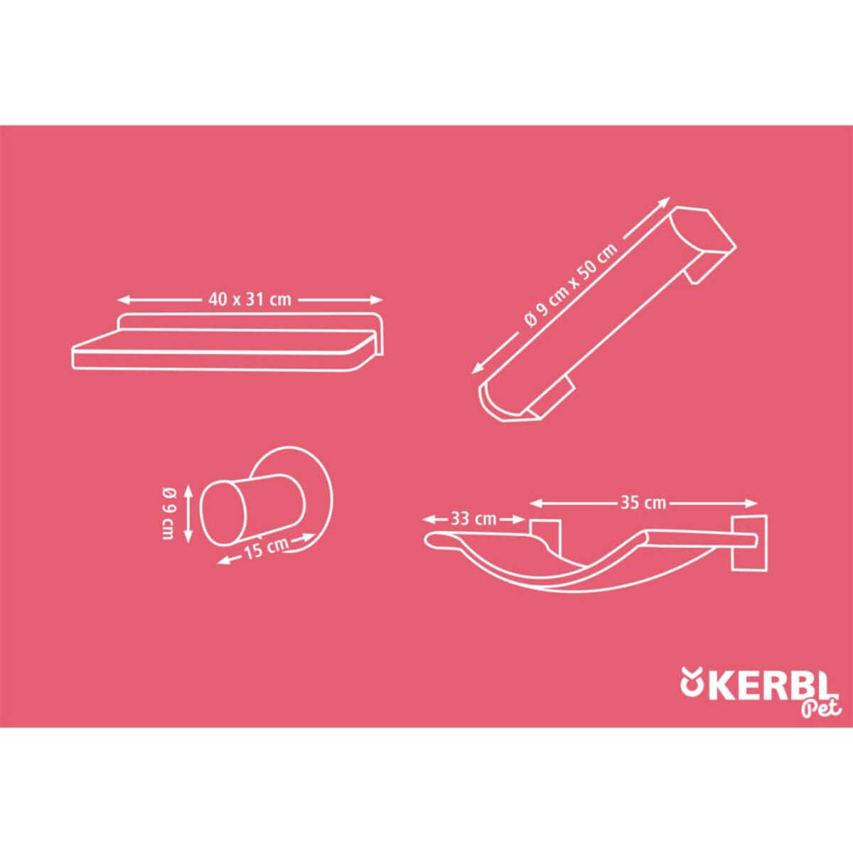 Kerbl Ścianka wspinaczkowa dla kota Alps, 52x14x33 cm, naturalno-biała