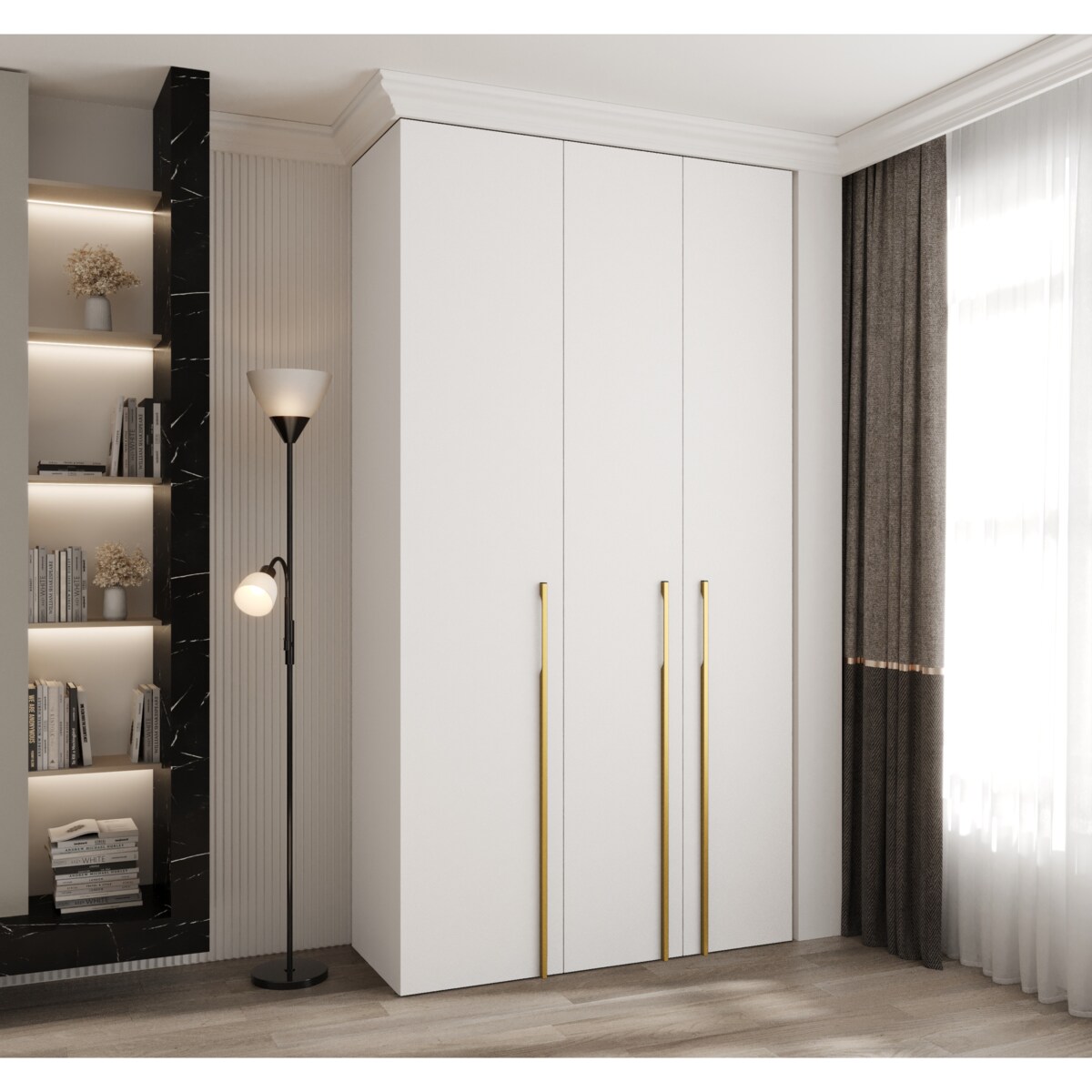 Szafa trzydrzwiowa Como 3 130 gł.40 biały+złoty