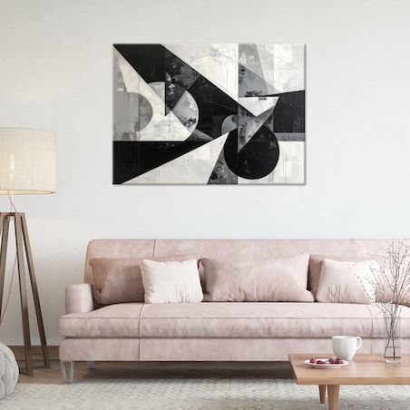 Obraz do salonu sypialni biura loftu, Czarno biała abstrakcyjna kompozycja