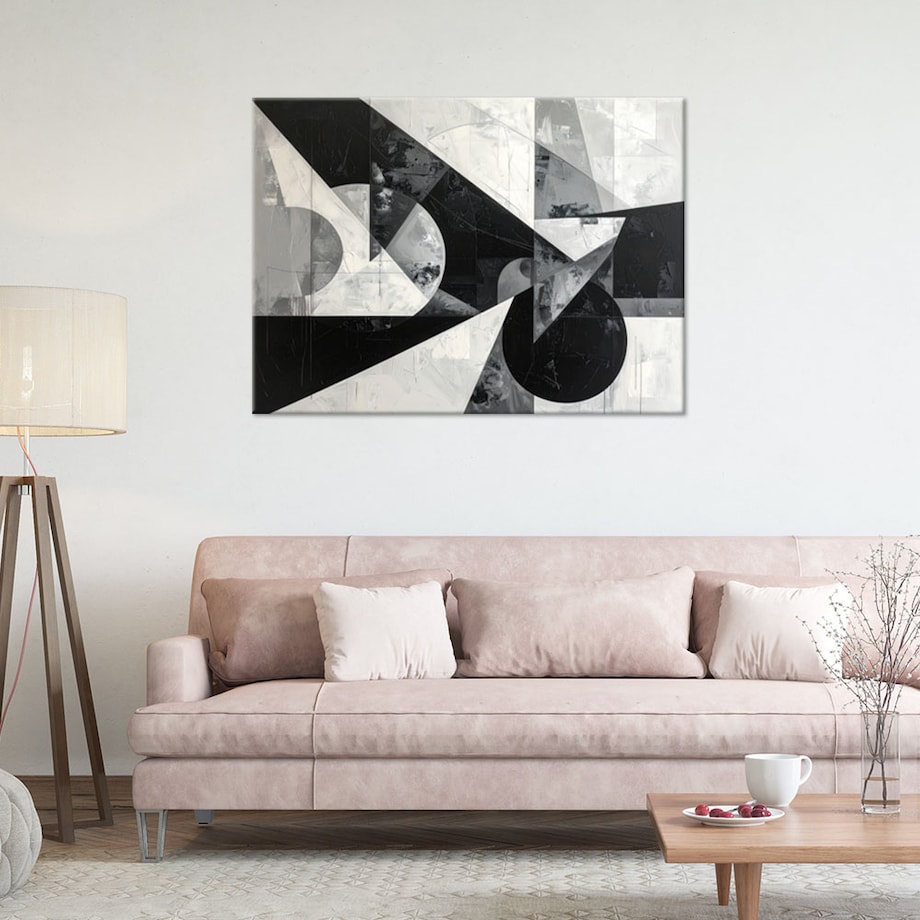 Obraz do salonu sypialni biura loftu, Czarno biała abstrakcyjna kompozycja