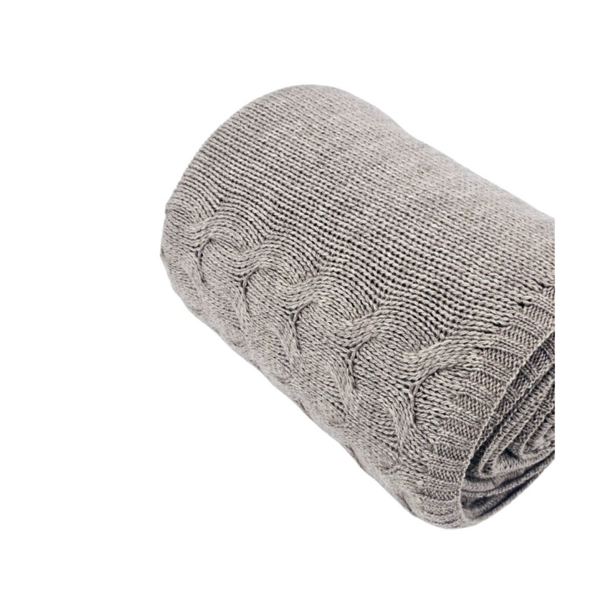 Koc dzianinowy z wełną 150x200 cm – AREZZO TAUPE