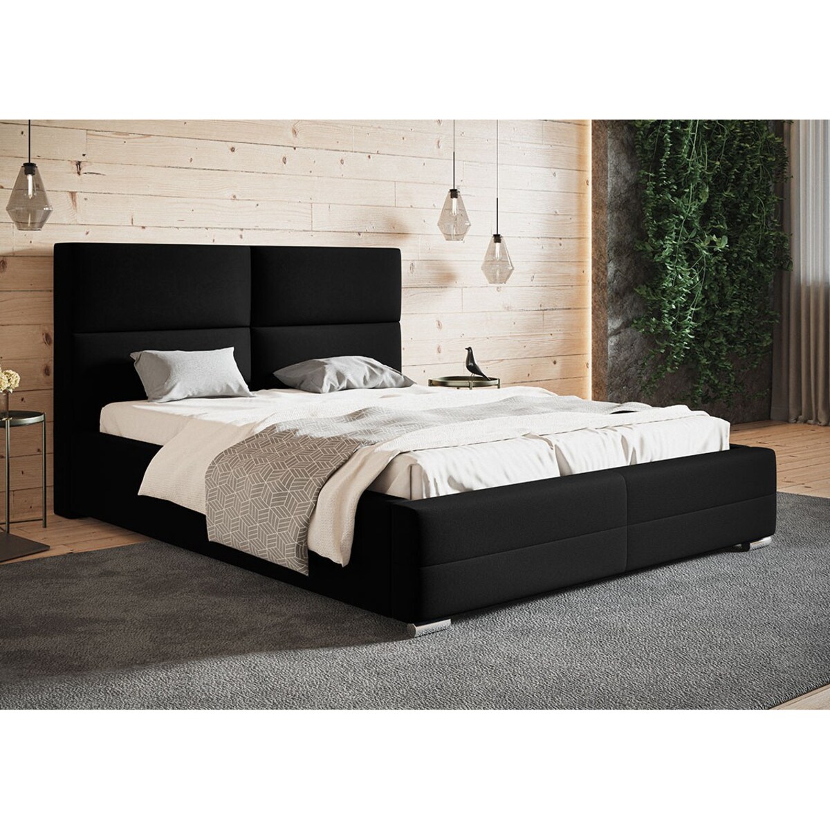 Łóżko sypialniane 160x200 BEN 3- czarny