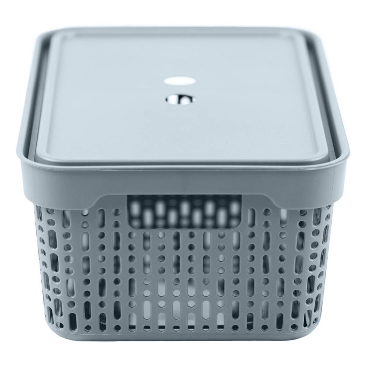 Koszyk Koszyczek Ażurowy L Plastikowy Na Kosmetyki Do Łazienki Pojemnik Z Pokrywką Zamykany Z Dziurkami Szary