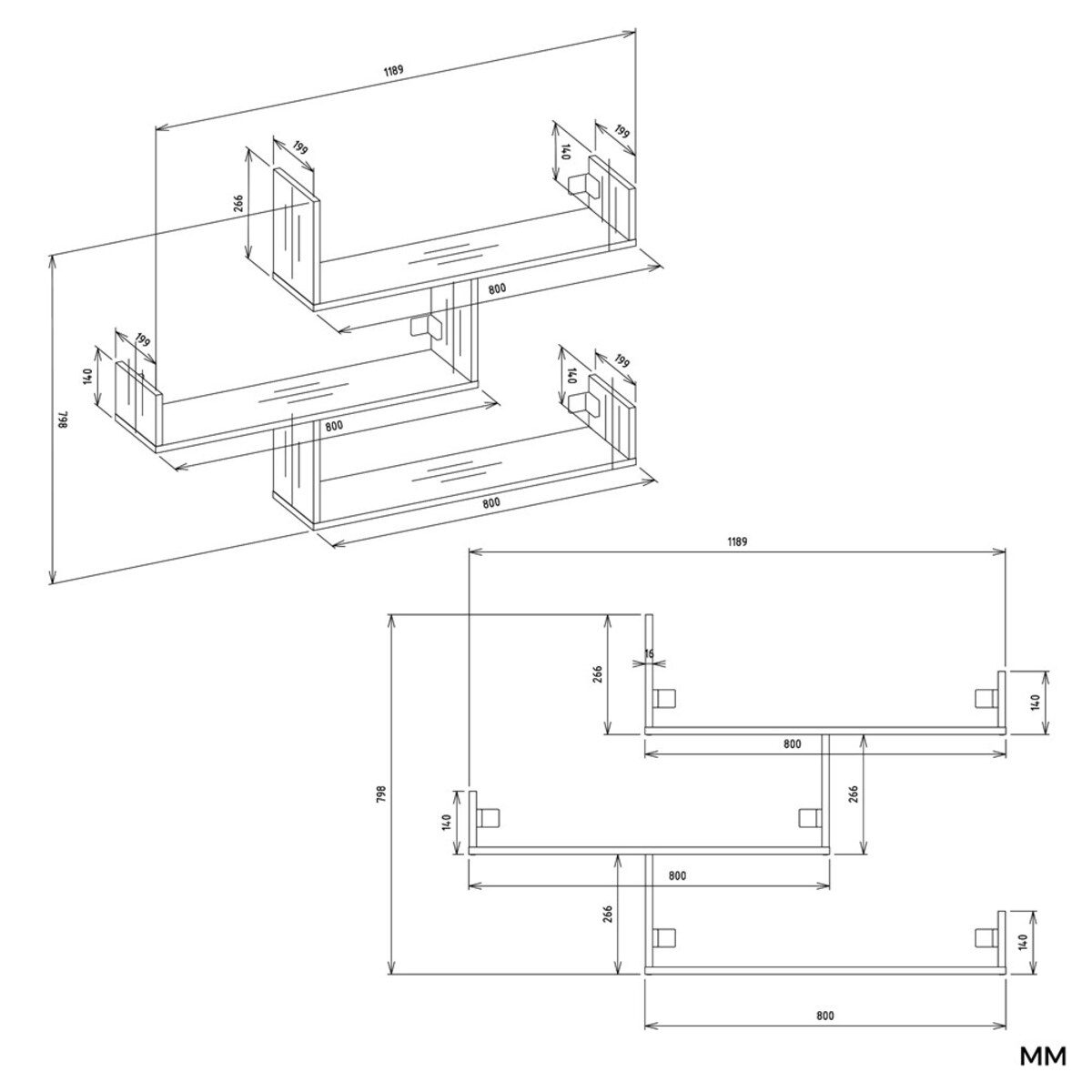 Półki Wiszące KOBI Do Salonu Do Pokoju Biek