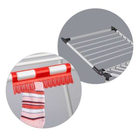 Suszarka na pranie do ubrań bielizny stojąca rozkładana teleskopowa 27m Massido Lydia biała