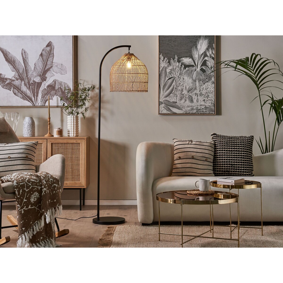 Lampa podłogowa rattanowa naturalna BERNICA