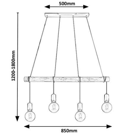 Ekologiczna LAMPA wisząca PABLO 3980 Rabalux drewniana belka ZWIS do kuchni czarny
