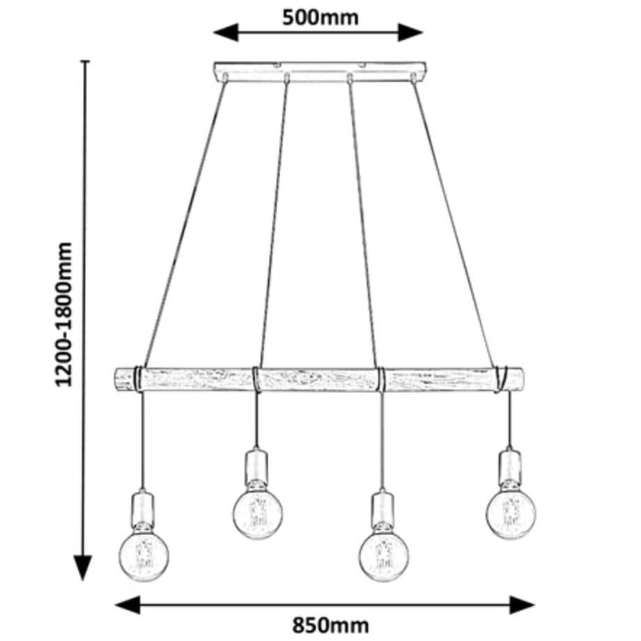 Ekologiczna LAMPA wisząca PABLO 3980 Rabalux drewniana belka ZWIS do kuchni czarny