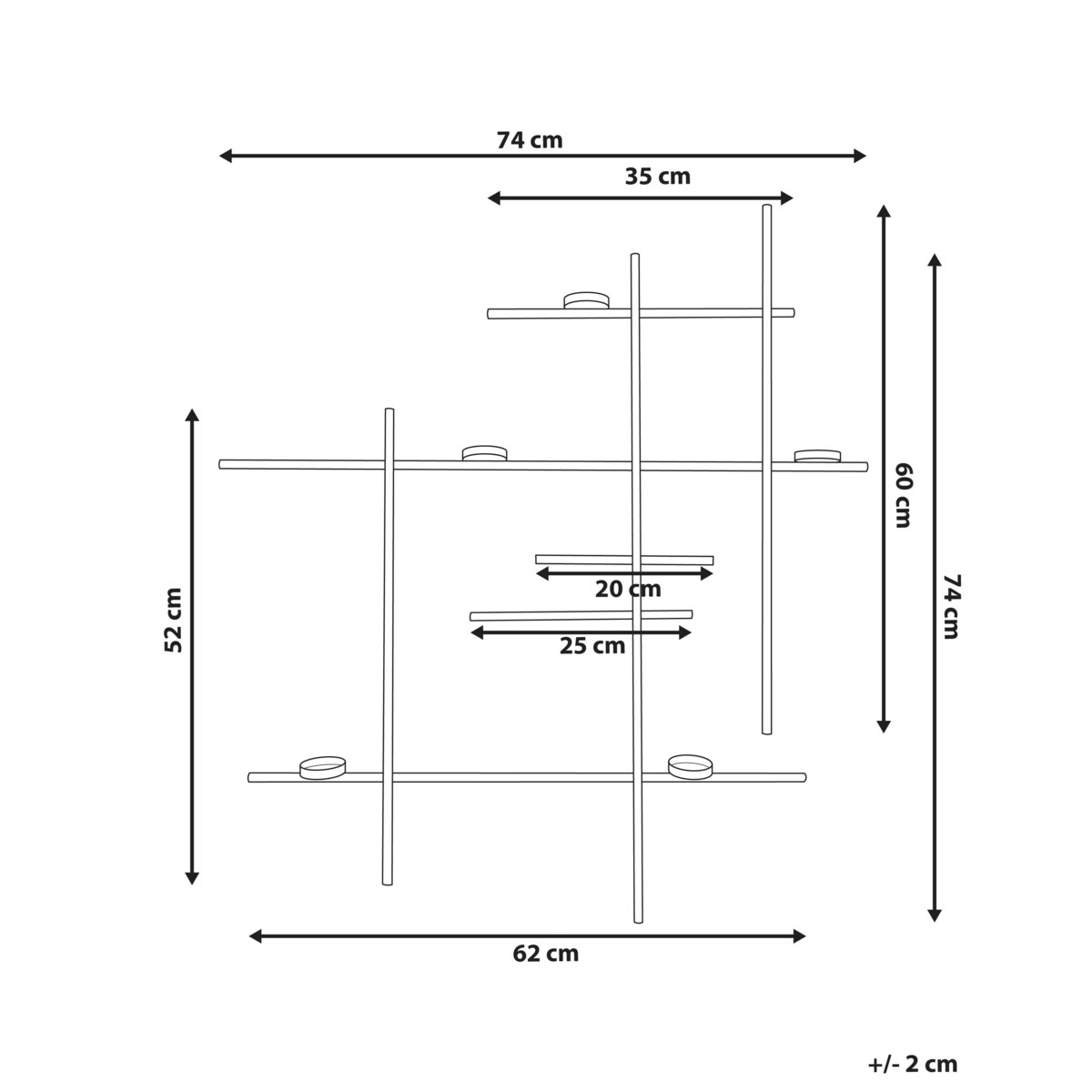 Świecznik wiszący PORTO 74 cm Czarny