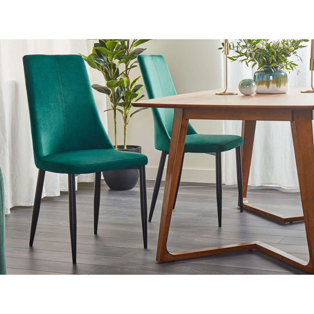Zestaw 2 krzeseł do jadalni welurowy zielony CLAYTON