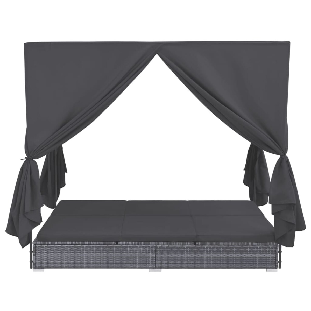 vidaXL Leżak ogrodowy z baldachimem, rattan PE, szary