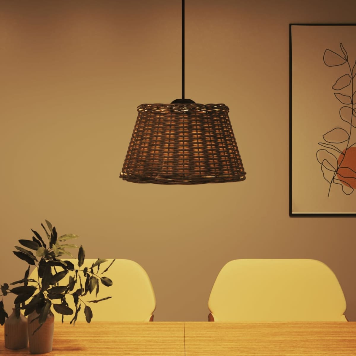 vidaXL Klosz lampy wiszącej, brązowy, Ø50x30 cm, wiklina