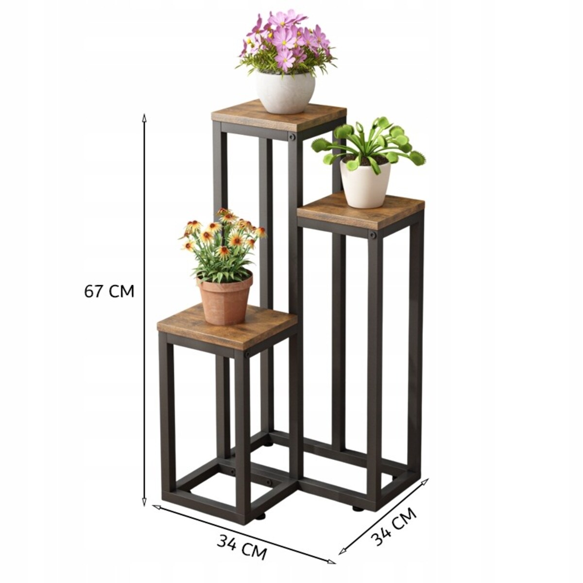 Kwietnik metalowy stojak na rośliny kwiaty rustykalny craft loft 67 cm