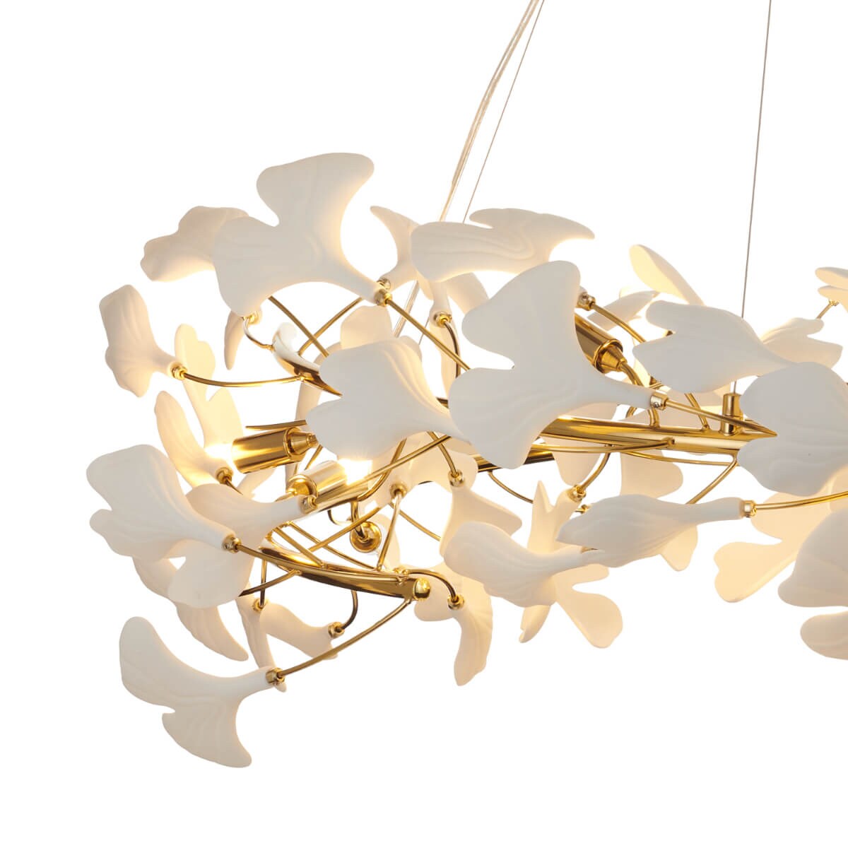 Ceramiczna lampa zwieszana Botanika XY080P-100 Step ozdobna liście złoty biały