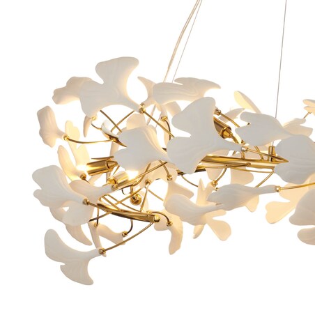 Ceramiczna lampa zwieszana Botanika XY080P-100 Step ozdobna liście złoty biały