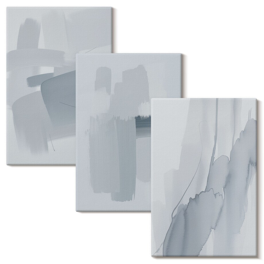 Zestaw 3 małych obrazów na płótnie - Abstrakcyjne akwarelowe sztuki - niebieski