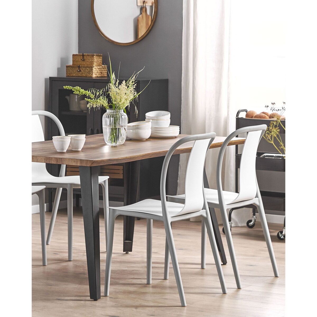 Zestaw 4 krzeseł ogrodowych biało-szary SPEZIA