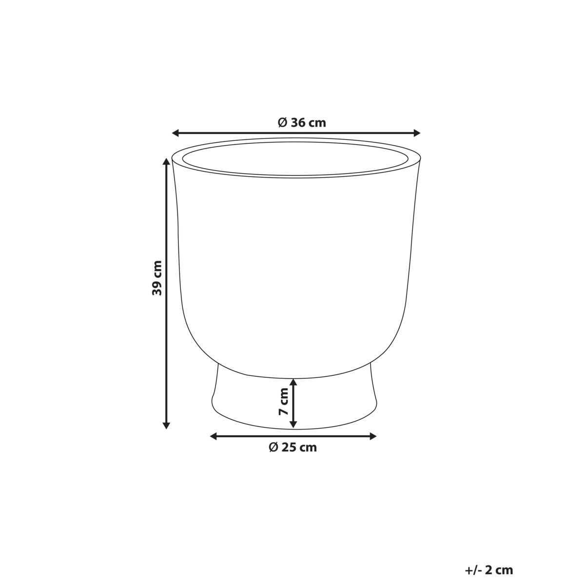 Doniczka 36 x 36 x 39 cm szara GINKGO
