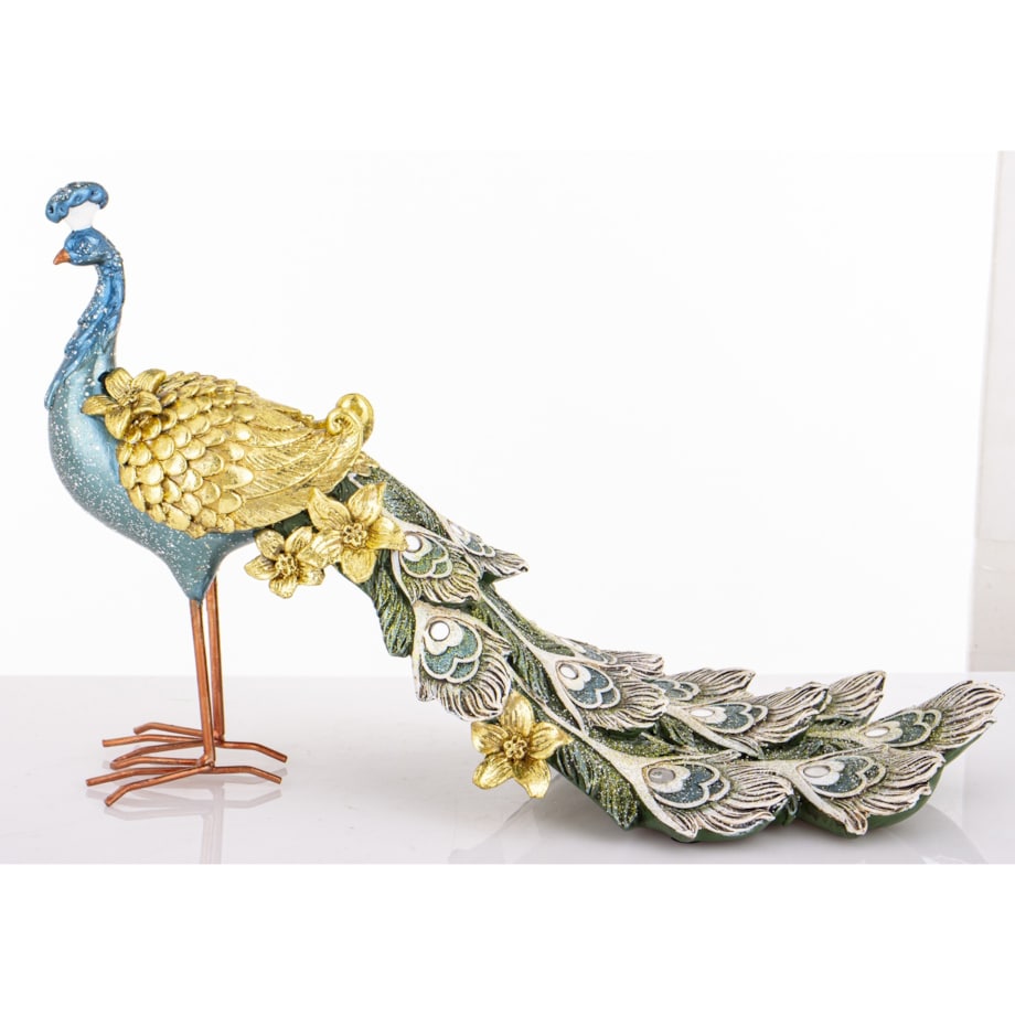 Dekoracja - Paw 20x31x115 cm PAVO Gold