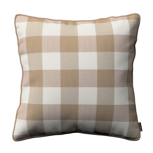 Poszewka Gabi na poduszkę 45x45 beżowo-biała krata (5,5x5,5cm)