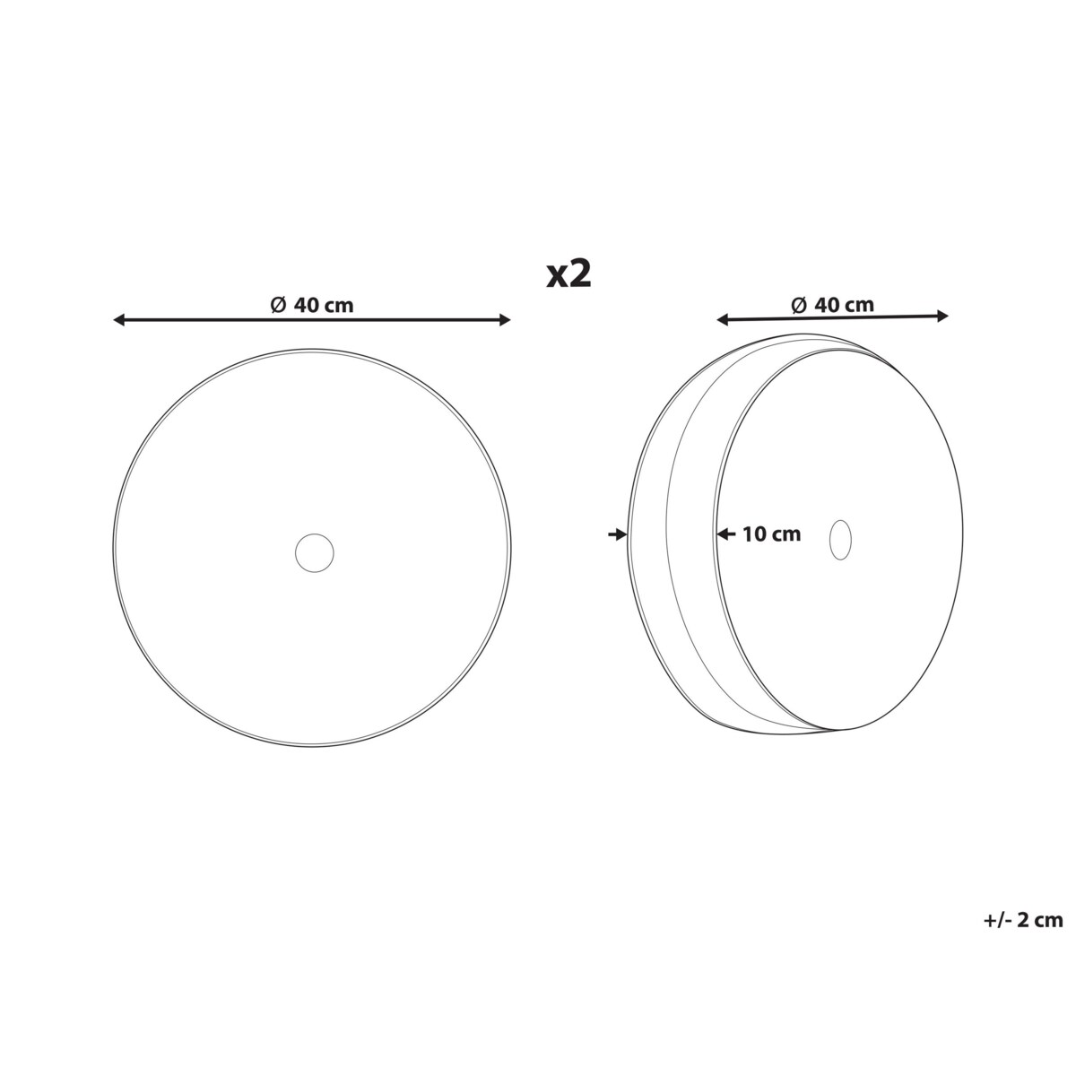 2 welurowe poduszki dekoracyjne z plisami ⌀ 40 cm lazurowe UDALA