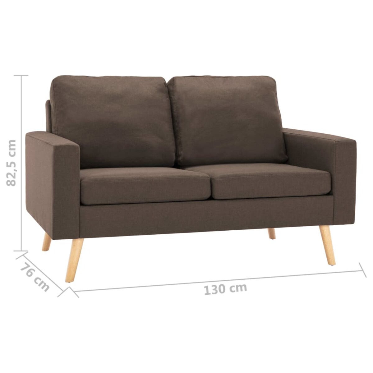 vidaXL 2-osobowa sofa, brązowa, tapicerowana tkaniną