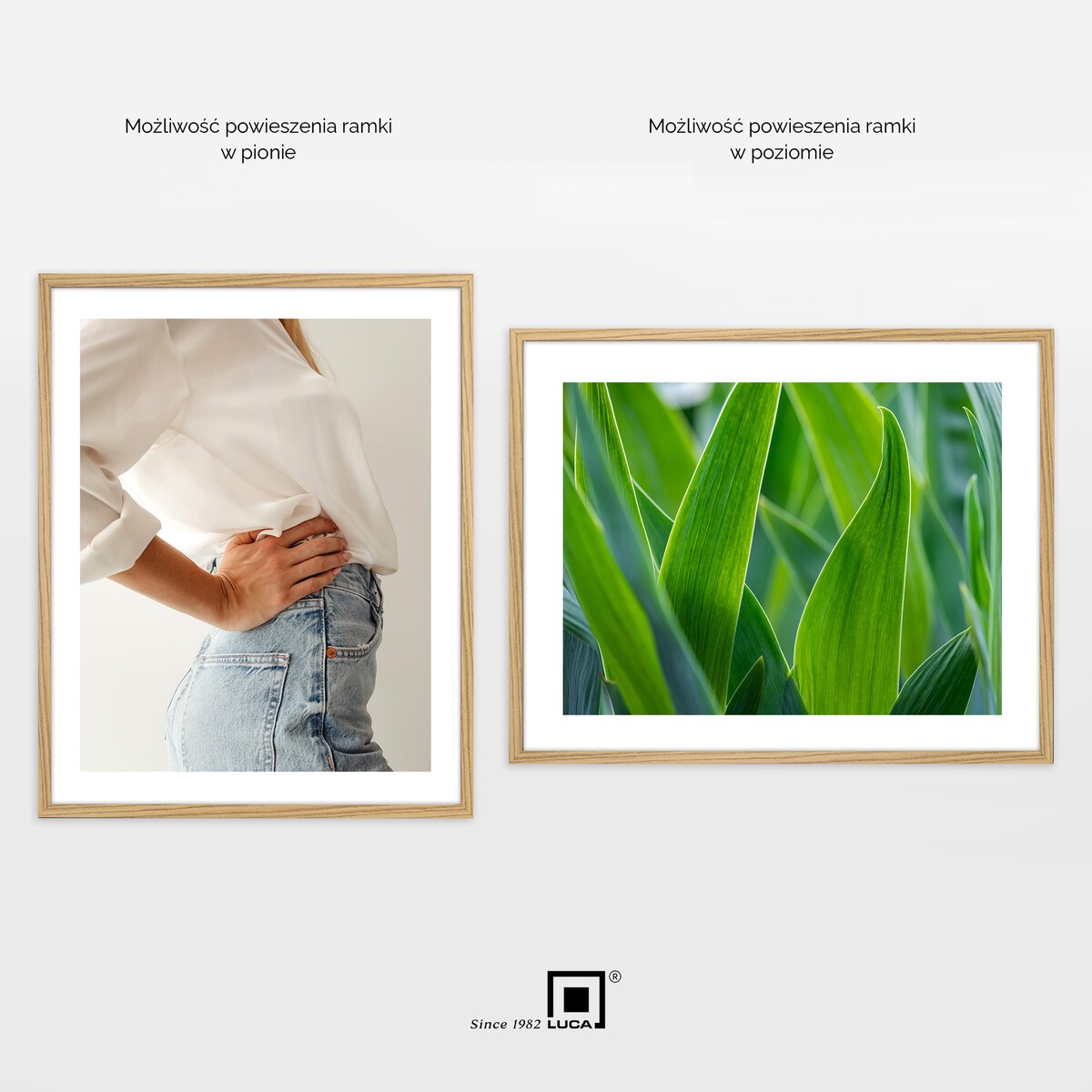 Brązowa ramka na zdjęcia 40x50 cm wisząca poziom pion rama MDF z plexi klasyczna ramka