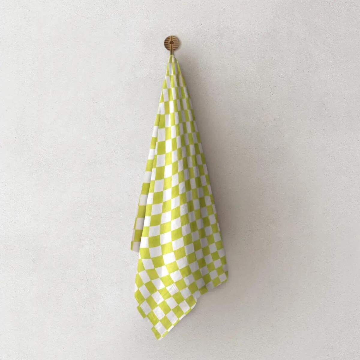 Lniany ręcznik kuchenny - jasnozielona krata
