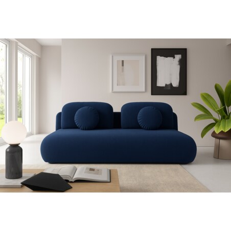 Kanapa rozkładana OTO z siedziskiem ze sprężyną bonnel, granatowa