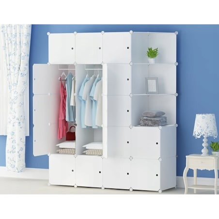 Modułowa Biała Szafa Garderoba Wieszak Na Ubrania Szafka Xxl Półki Drążek