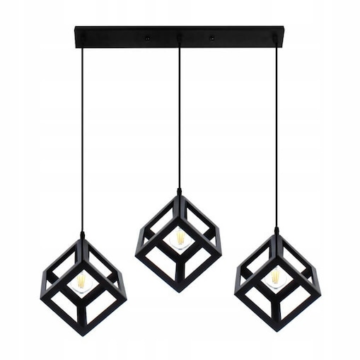 Potrójna lampa zwieszana loft 504 Domeno LED klatka metalowa czarna